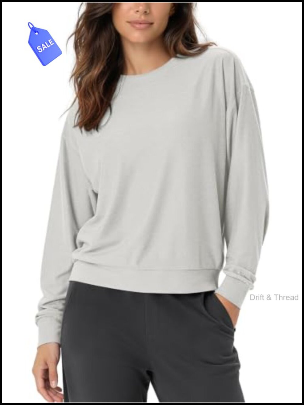 Long Sleeve Relaxed Crewneck Tee Ultra Soft Stretch Breathable